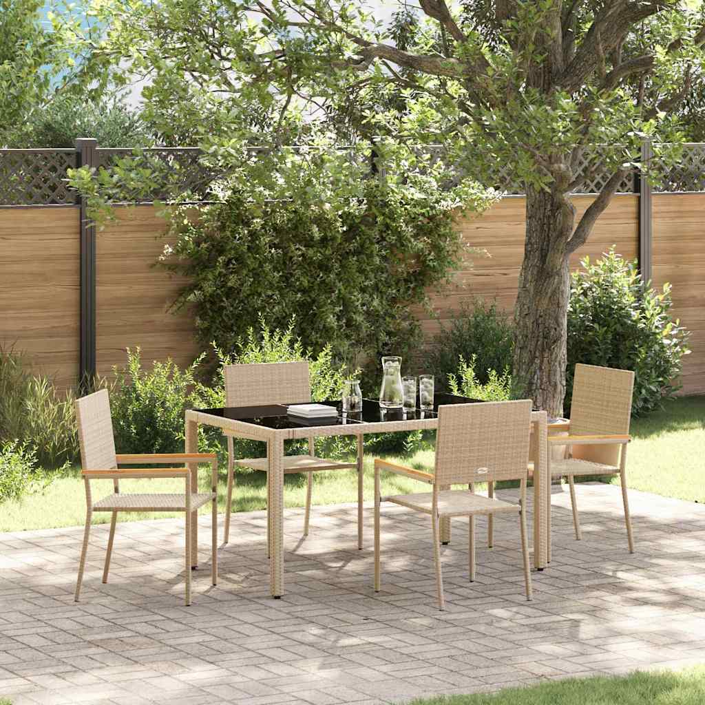 Garden Dining Set 5 pcs Beige 150 x 90 x 75 cm Poly Rattan