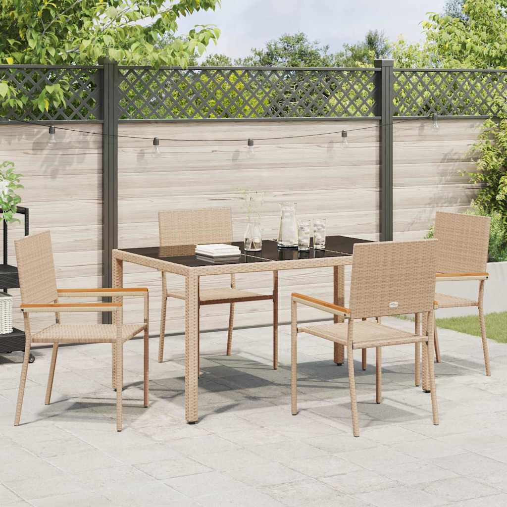 Garden Dining Set 5 pcs Beige 150 x 90 x 75 cm Poly Rattan