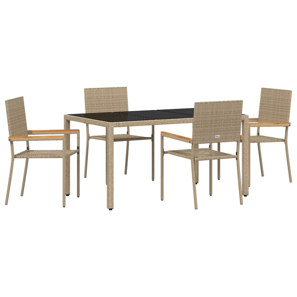 Garden Dining Set 5 pcs Beige 150 x 90 x 75 cm Poly Rattan