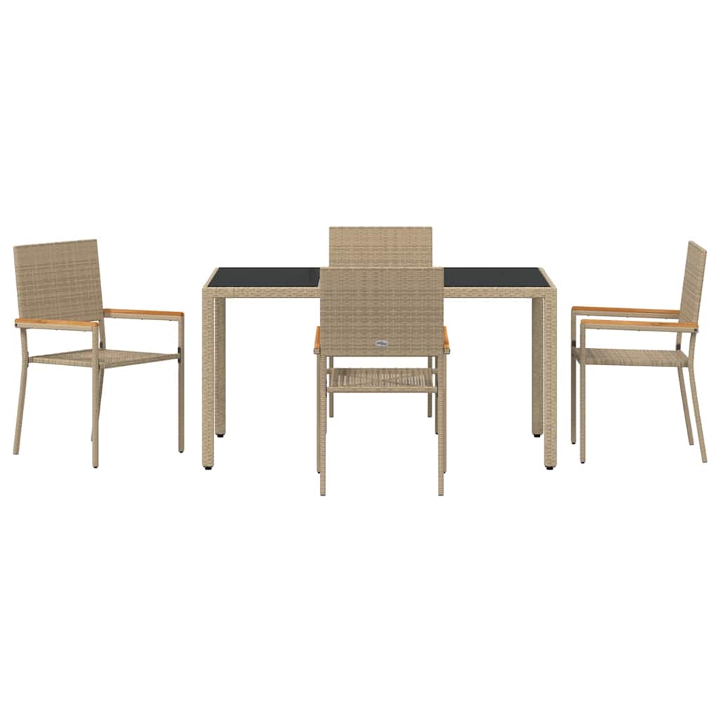Garden Dining Set 5 pcs Beige 150 x 90 x 75 cm Poly Rattan