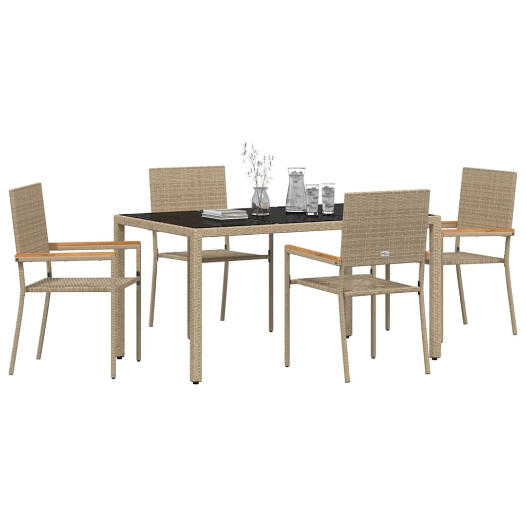 Garden Dining Set 5 pcs Beige 150 x 90 x 75 cm Poly Rattan