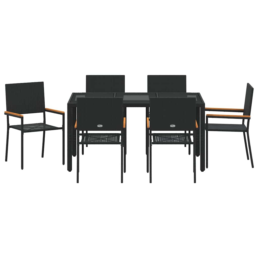 Garden Dining Set 7 pcs Black 150 x 90 x 75 cm Poly Rattan