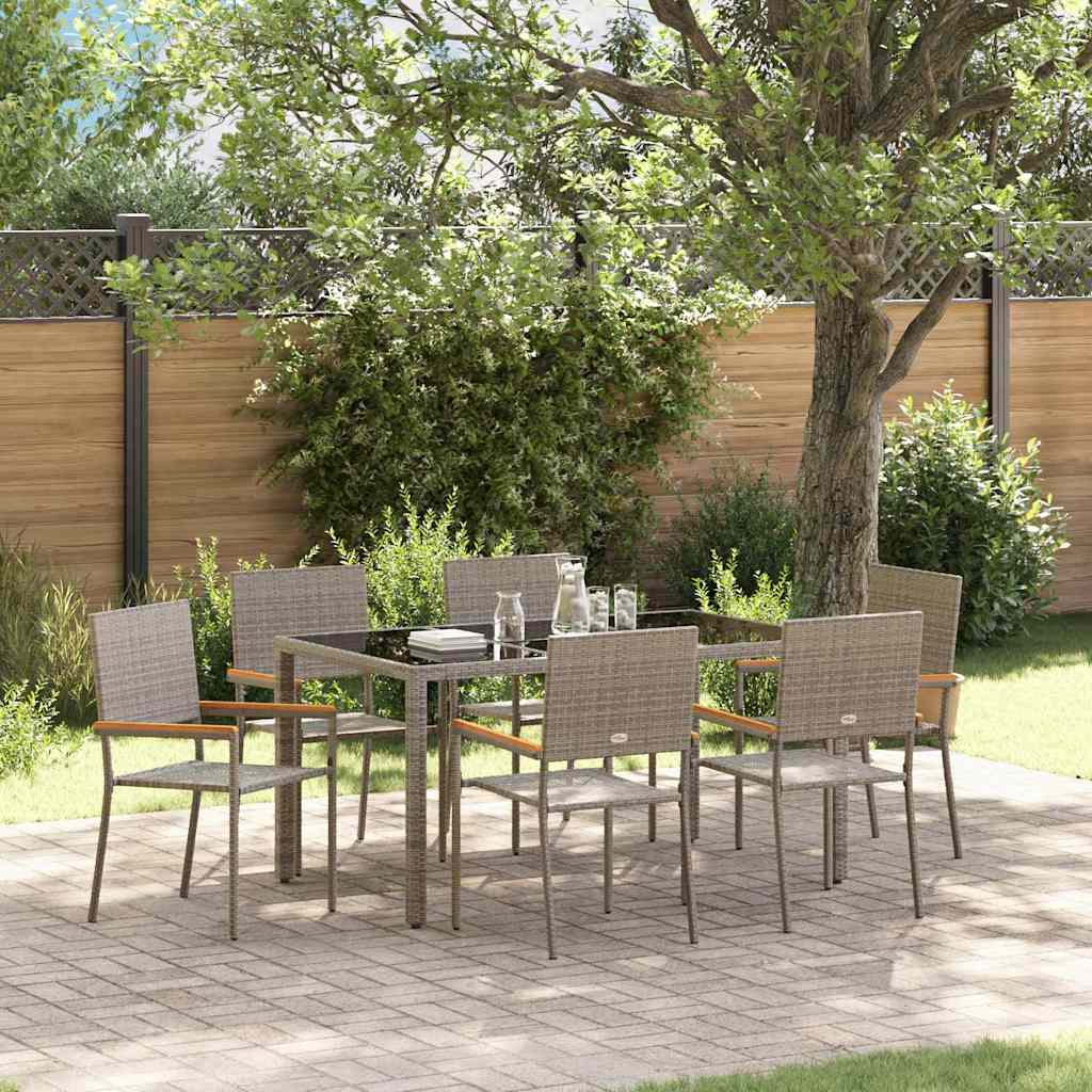 Garden Dining Set 7 pcs Grey 150 x 90 x 75 cm Poly Rattan