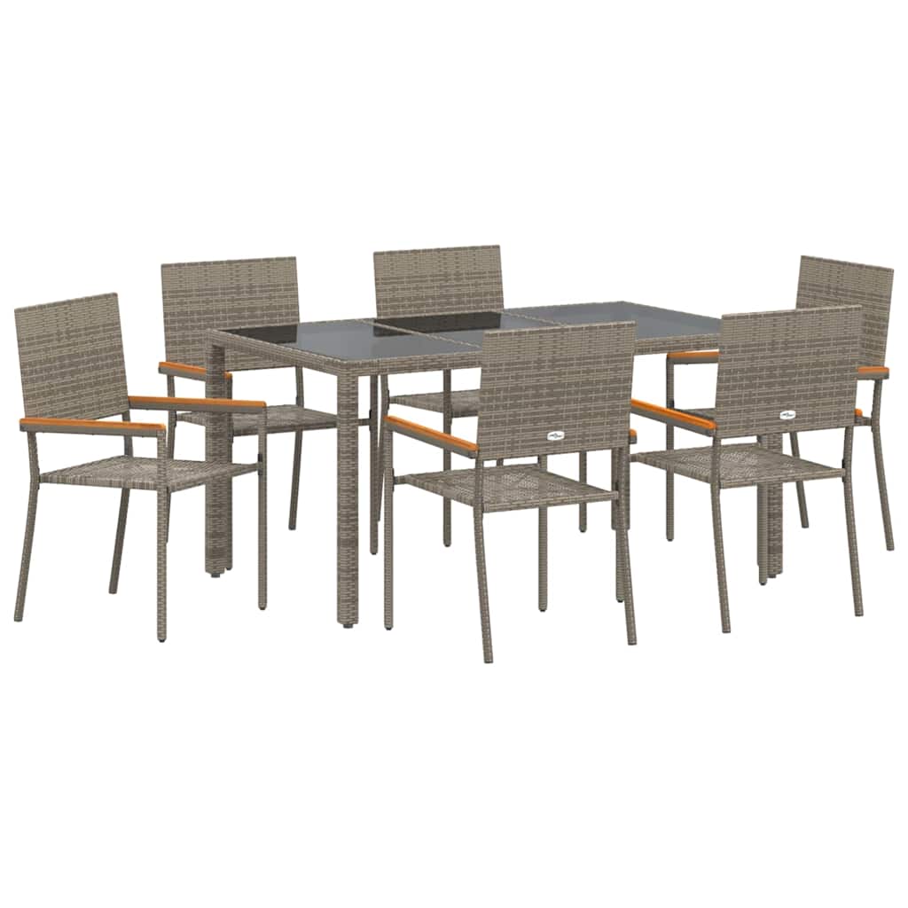 Garden Dining Set 7 pcs Grey 150 x 90 x 75 cm Poly Rattan