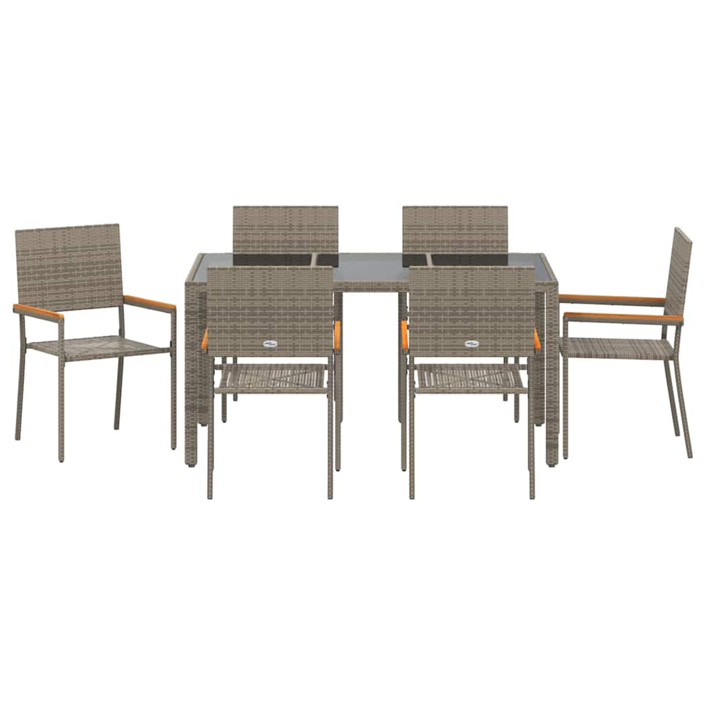 Garden Dining Set 7 pcs Grey 150 x 90 x 75 cm Poly Rattan
