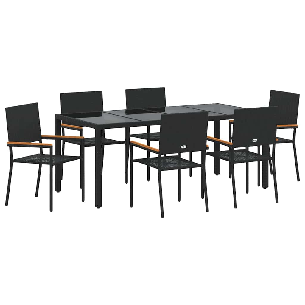 Garden Dining Set 7 pcs Black 190 x 90 x 75 cm Poly Rattan