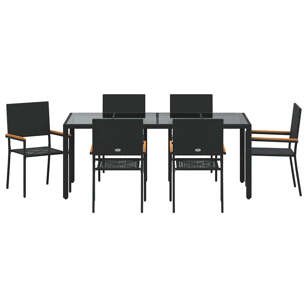 Garden Dining Set 7 pcs Black 190 x 90 x 75 cm Poly Rattan