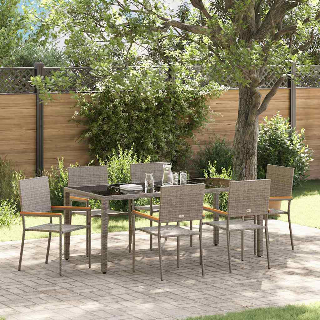 Garden Dining Set 7 pcs Grey 190 x 90 x 75 cm Poly Rattan