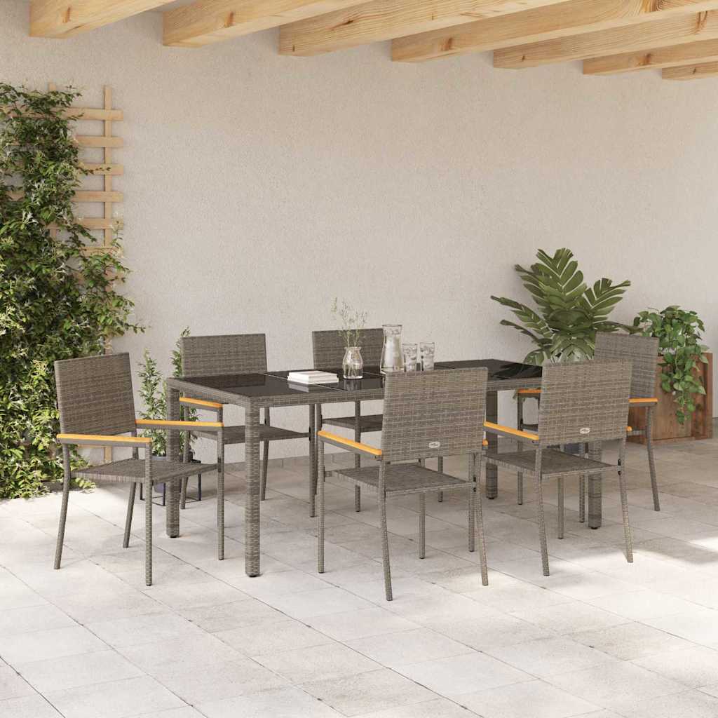 Garden Dining Set 7 pcs Grey 190 x 90 x 75 cm Poly Rattan