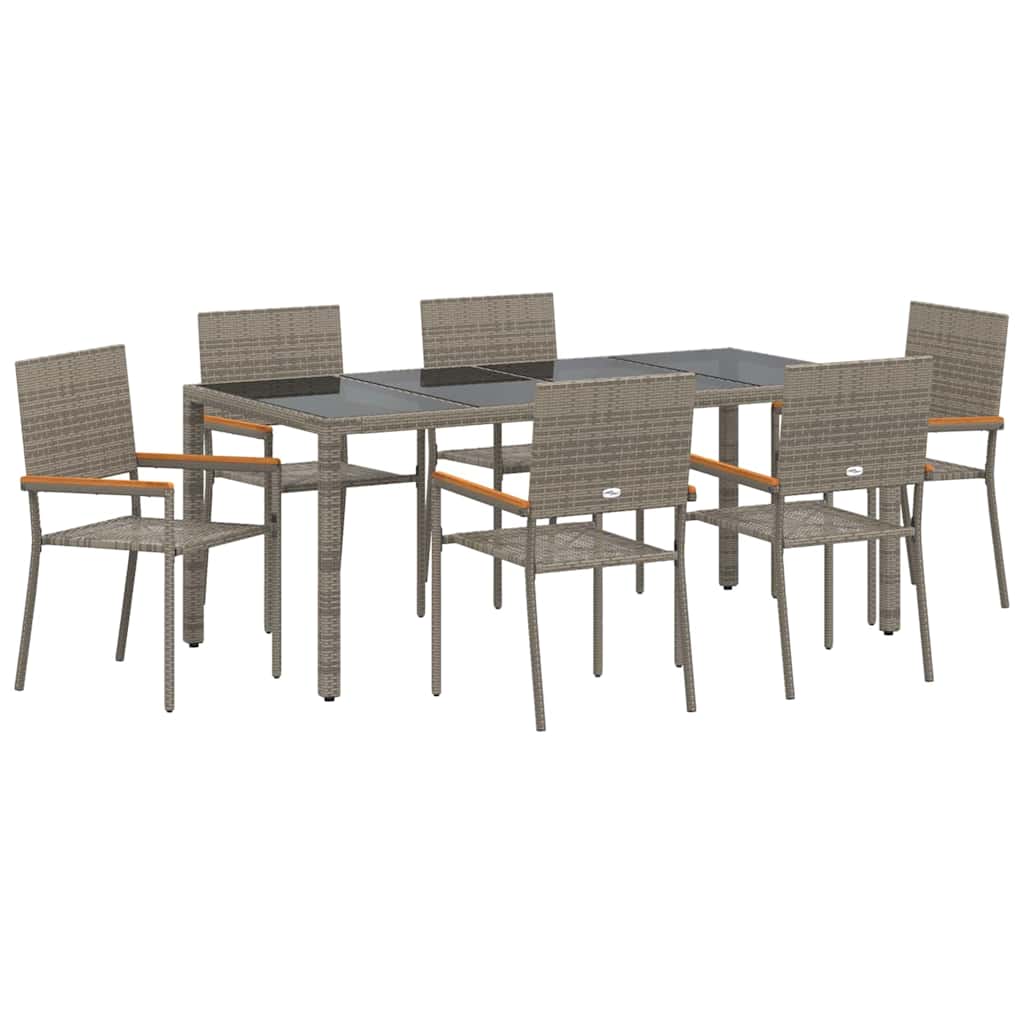 Garden Dining Set 7 pcs Grey 190 x 90 x 75 cm Poly Rattan