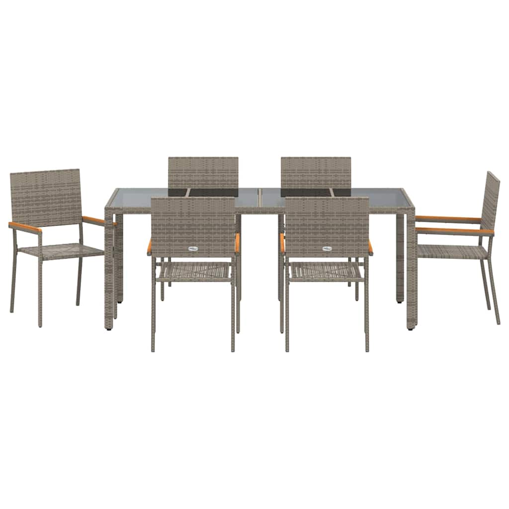 Garden Dining Set 7 pcs Grey 190 x 90 x 75 cm Poly Rattan