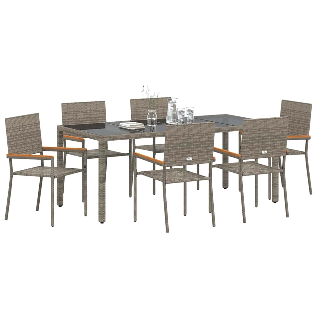 Garden Dining Set 7 pcs Grey 190 x 90 x 75 cm Poly Rattan