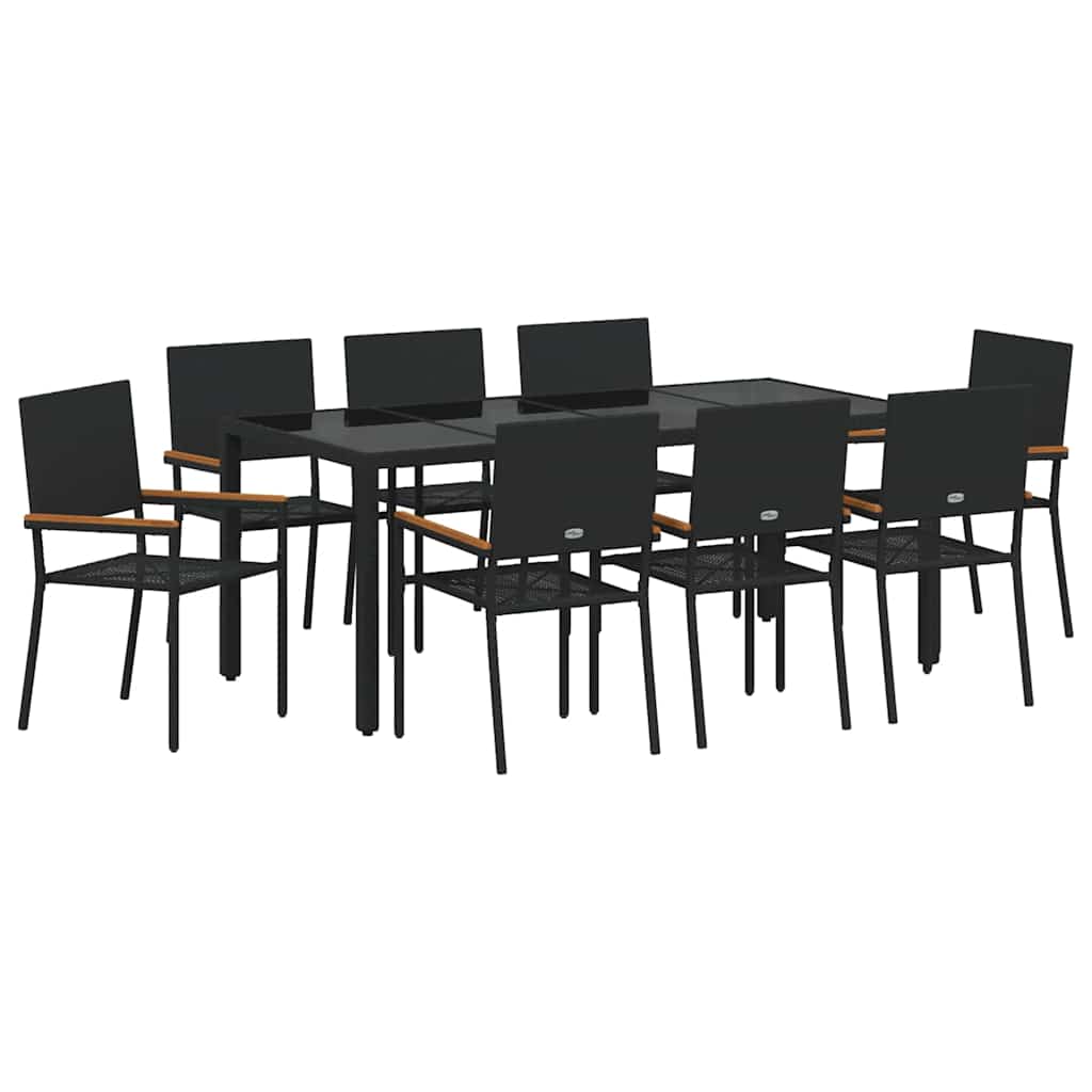 Garden Dining Set 9 pcs Black 190 x 90 x 75 cm Poly Rattan