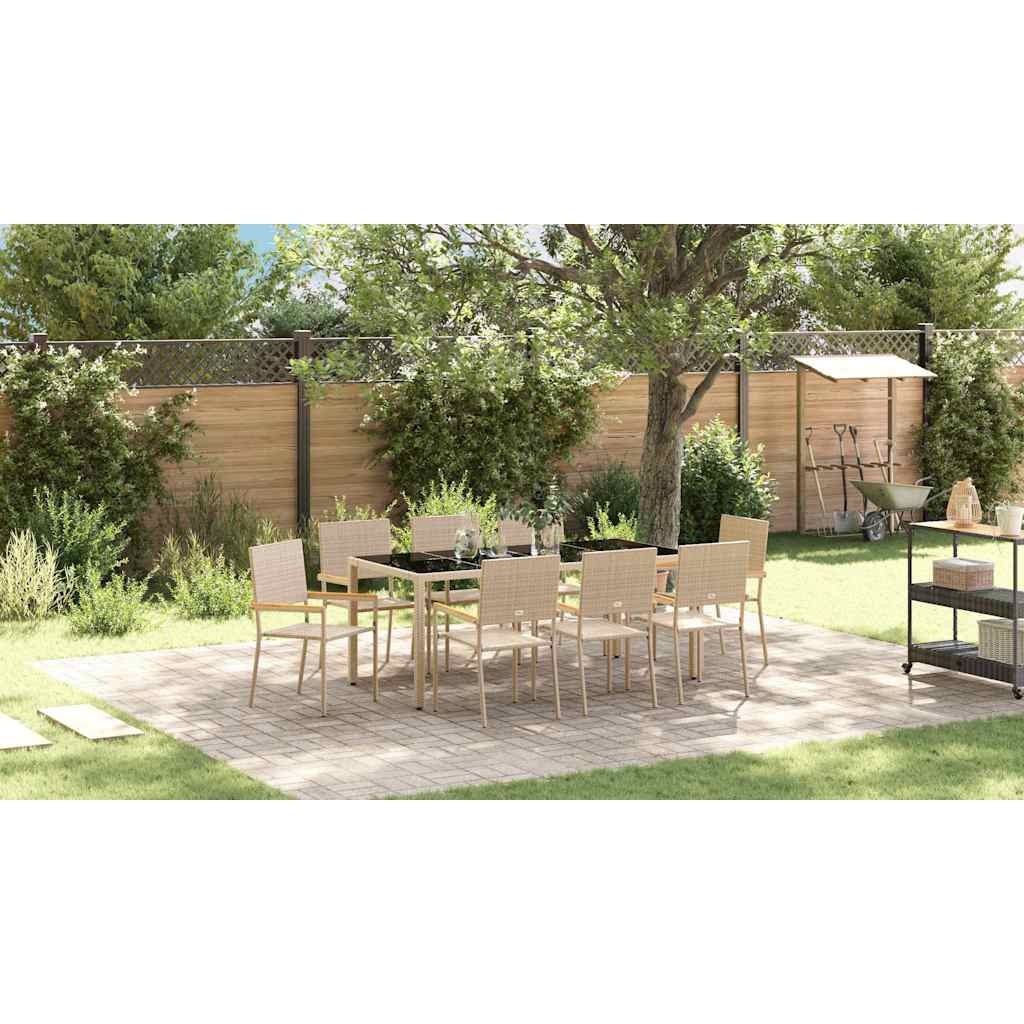 Garden Dining Set 9 pcs Beige 190 x 90 x 75 cm Poly Rattan