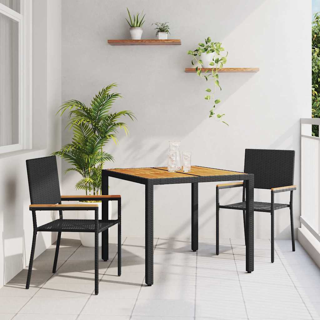 Garden Dining Set 3 pcs Black and Brown 90 x 90 x 75 cm