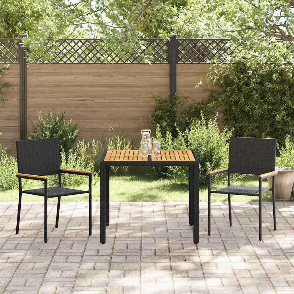Garden Dining Set 3 pcs Black and Brown 90 x 90 x 75 cm