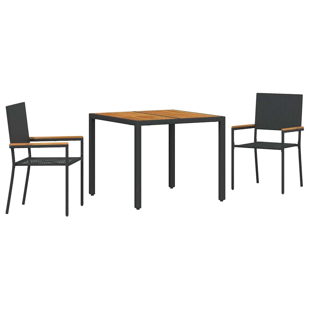 Garden Dining Set 3 pcs Black and Brown 90 x 90 x 75 cm