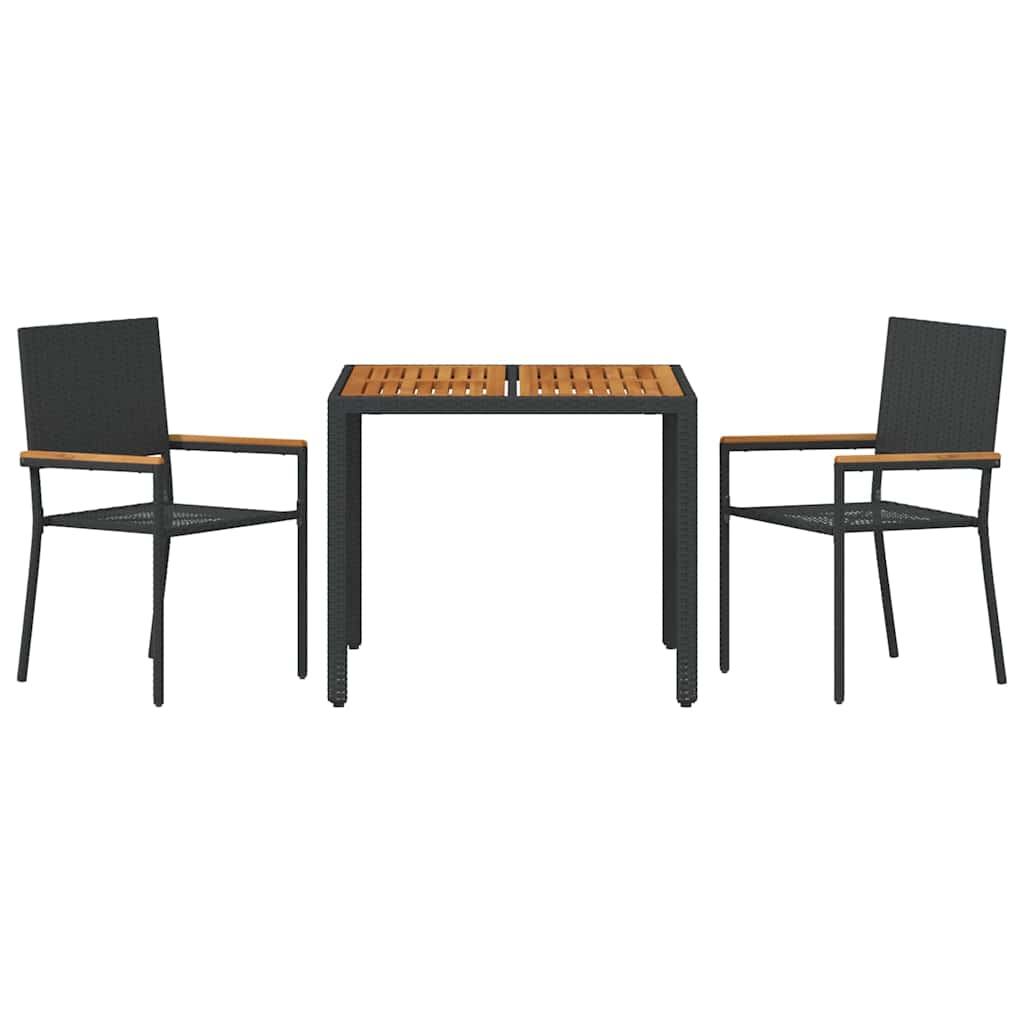 Garden Dining Set 3 pcs Black and Brown 90 x 90 x 75 cm