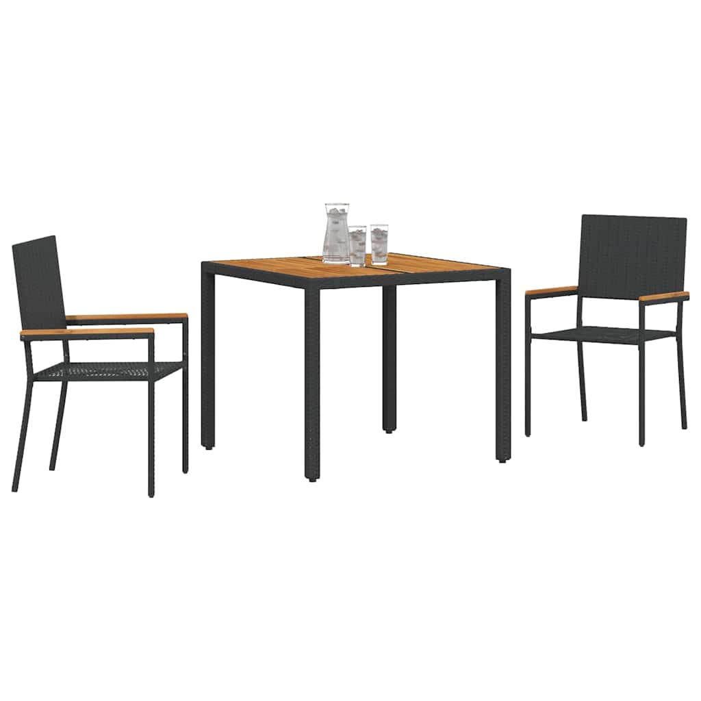 Garden Dining Set 3 pcs Black and Brown 90 x 90 x 75 cm