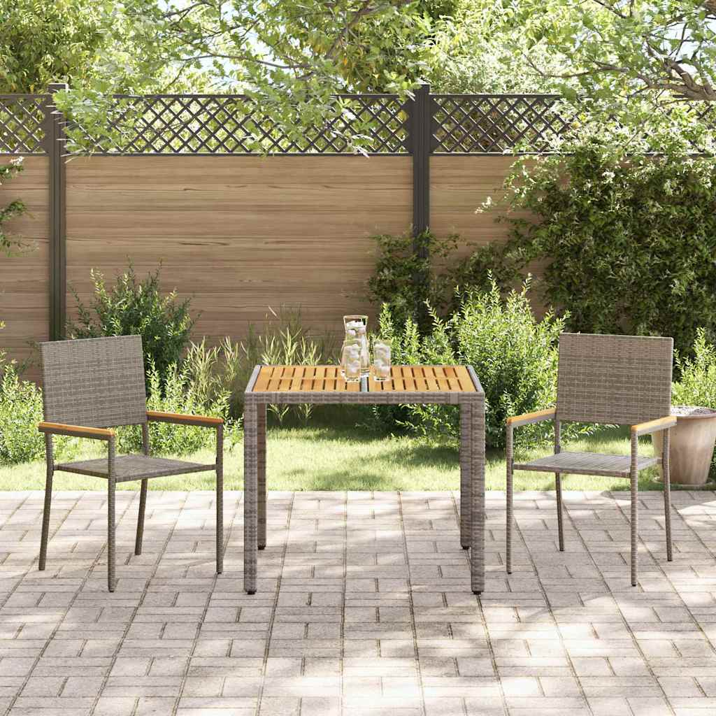 Garden Dining Set 3 pcs Grey 90 x 90 x 75 cm Poly Rattan