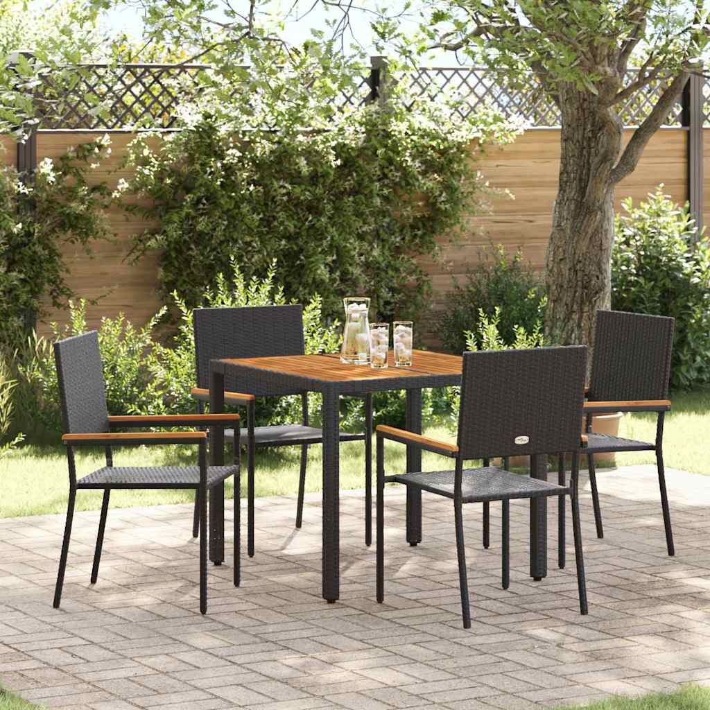 Garden Dining Set 5 pcs Black and Brown 90 x 90 x 75 cm