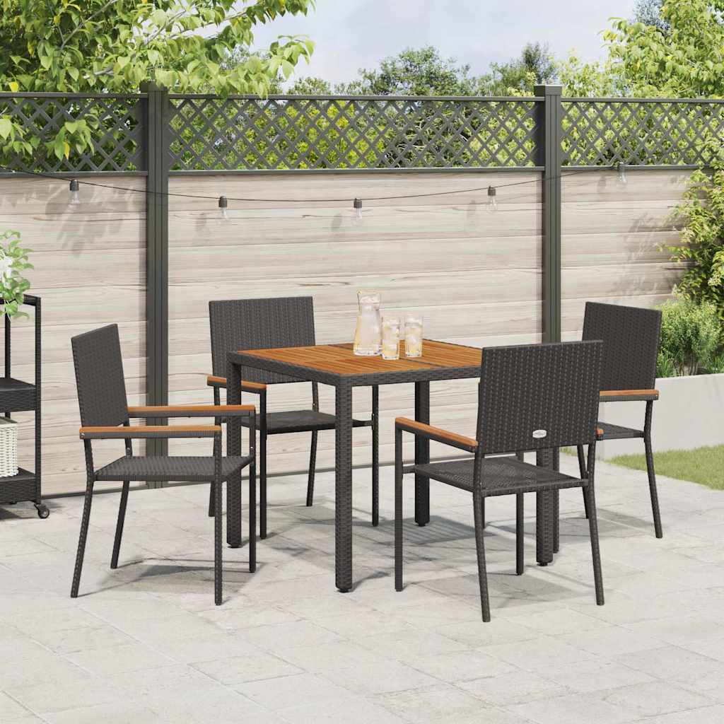 Garden Dining Set 5 pcs Black and Brown 90 x 90 x 75 cm