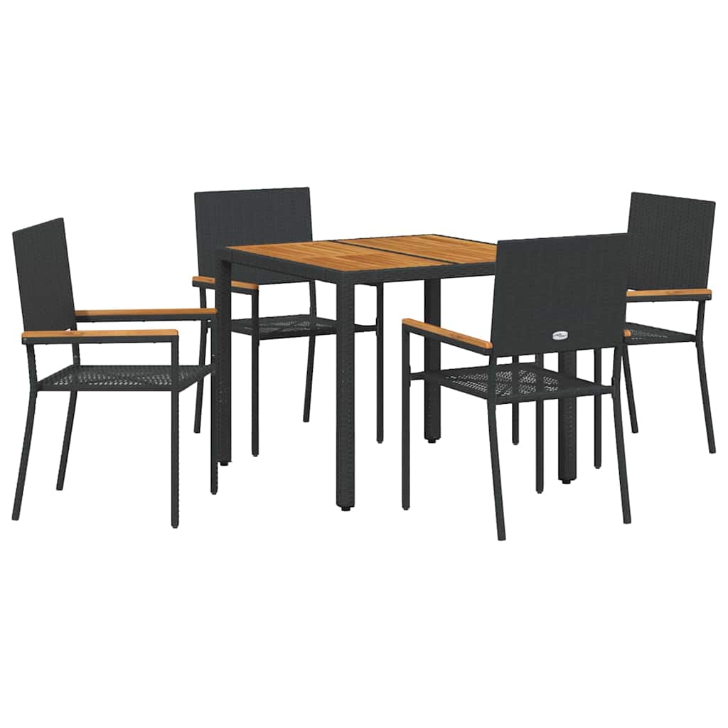 Garden Dining Set 5 pcs Black and Brown 90 x 90 x 75 cm