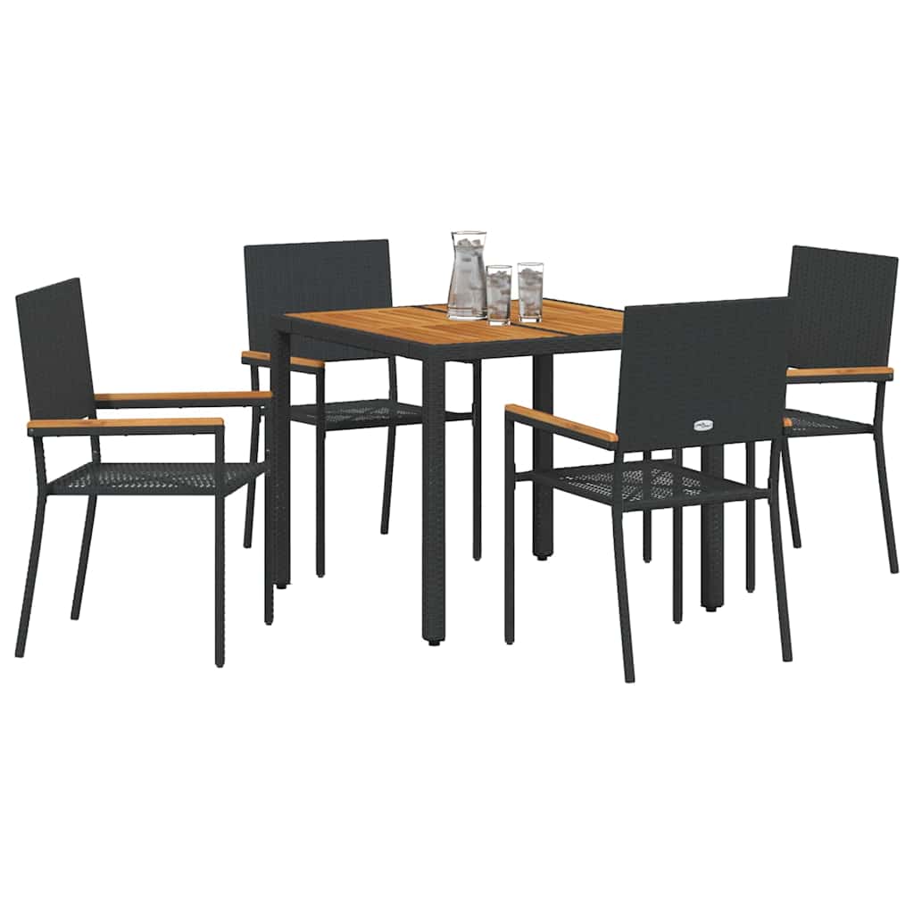Garden Dining Set 5 pcs Black and Brown 90 x 90 x 75 cm