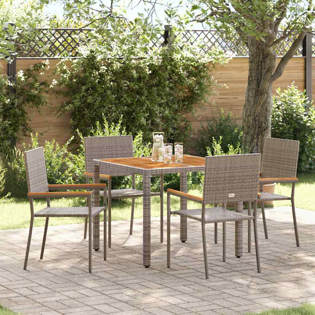 Garden Dining Set 5 pcs Grey 90 x 90 x 75 cm Poly Rattan