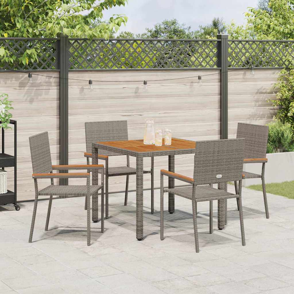 Garden Dining Set 5 pcs Grey 90 x 90 x 75 cm Poly Rattan