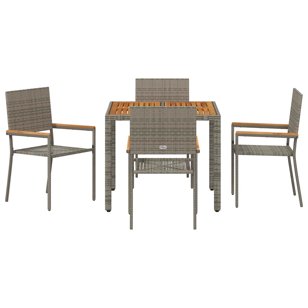 Garden Dining Set 5 pcs Grey 90 x 90 x 75 cm Poly Rattan
