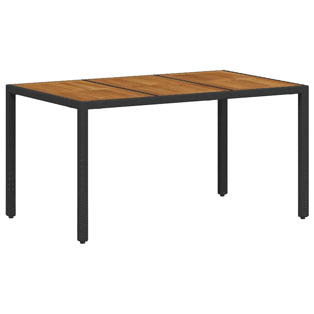 Garden Dining Set 5 pcs Black and Wood 150 x 90 x 75 cm