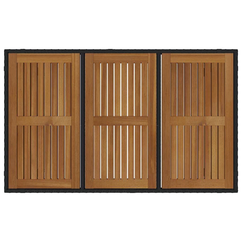 Garden Dining Set 7 pcs Black and Wood 150 x 90 x 75 cm