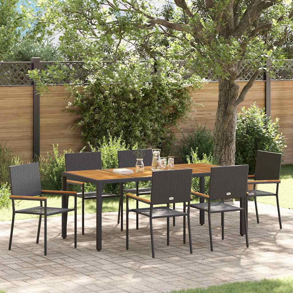 Garden Dining Set 7 pcs Black 190 x 90 x 75 cm Poly Rattan