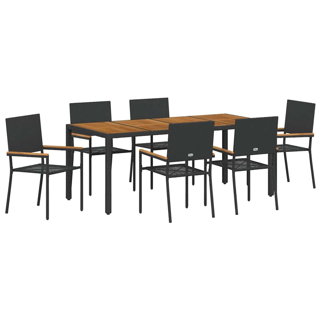 Garden Dining Set 7 pcs Black 190 x 90 x 75 cm Poly Rattan