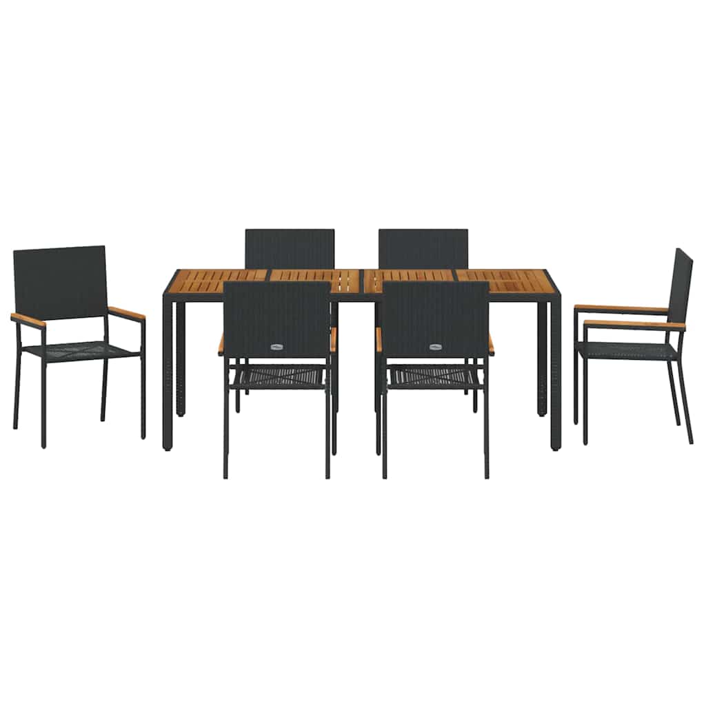 Garden Dining Set 7 pcs Black 190 x 90 x 75 cm Poly Rattan