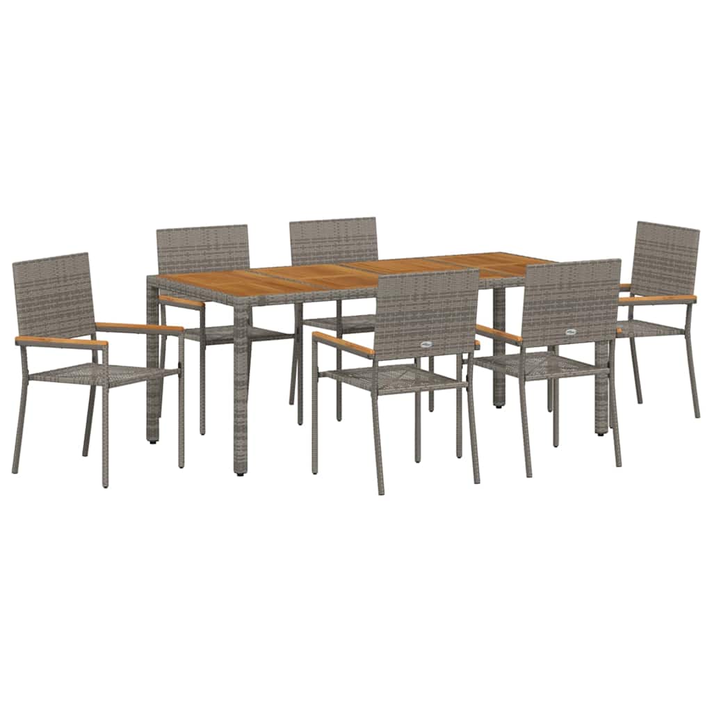 Garden Dining Set 7 pcs Grey 190 x 90 x 75 cm Poly Rattan