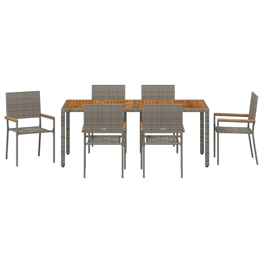 Garden Dining Set 7 pcs Grey 190 x 90 x 75 cm Poly Rattan