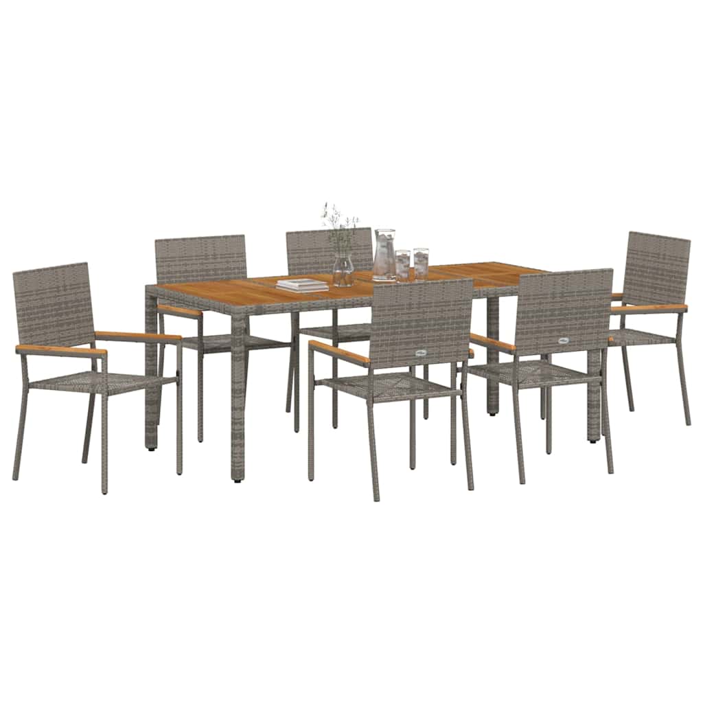 Garden Dining Set 7 pcs Grey 190 x 90 x 75 cm Poly Rattan