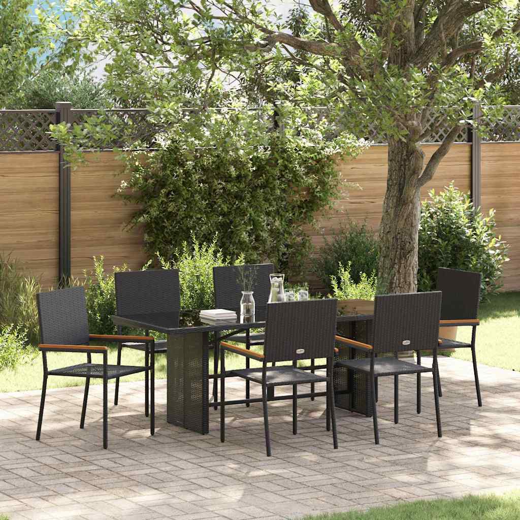 Garden Dining Set 7 pcs Black 190 x 80 x 75 cm Poly Rattan
