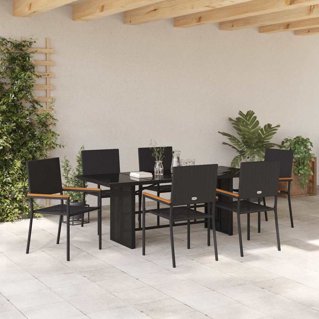 Garden Dining Set 7 pcs Black 190 x 80 x 75 cm Poly Rattan