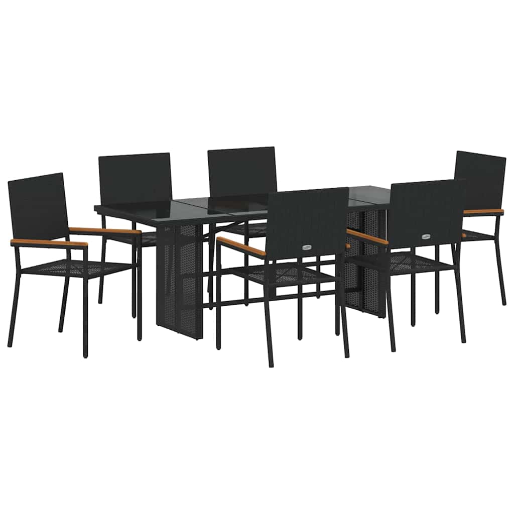 Garden Dining Set 7 pcs Black 190 x 80 x 75 cm Poly Rattan