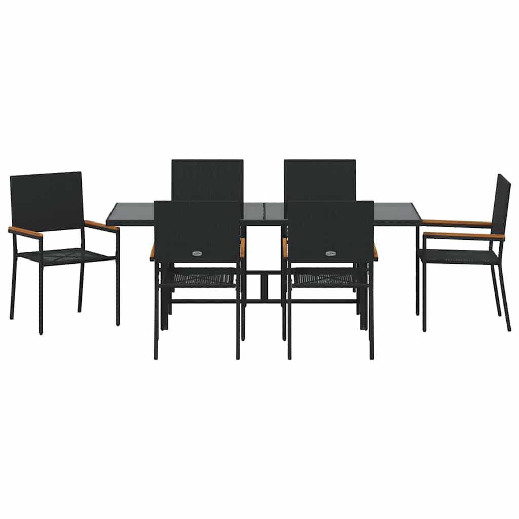Garden Dining Set 7 pcs Black 190 x 80 x 75 cm Poly Rattan