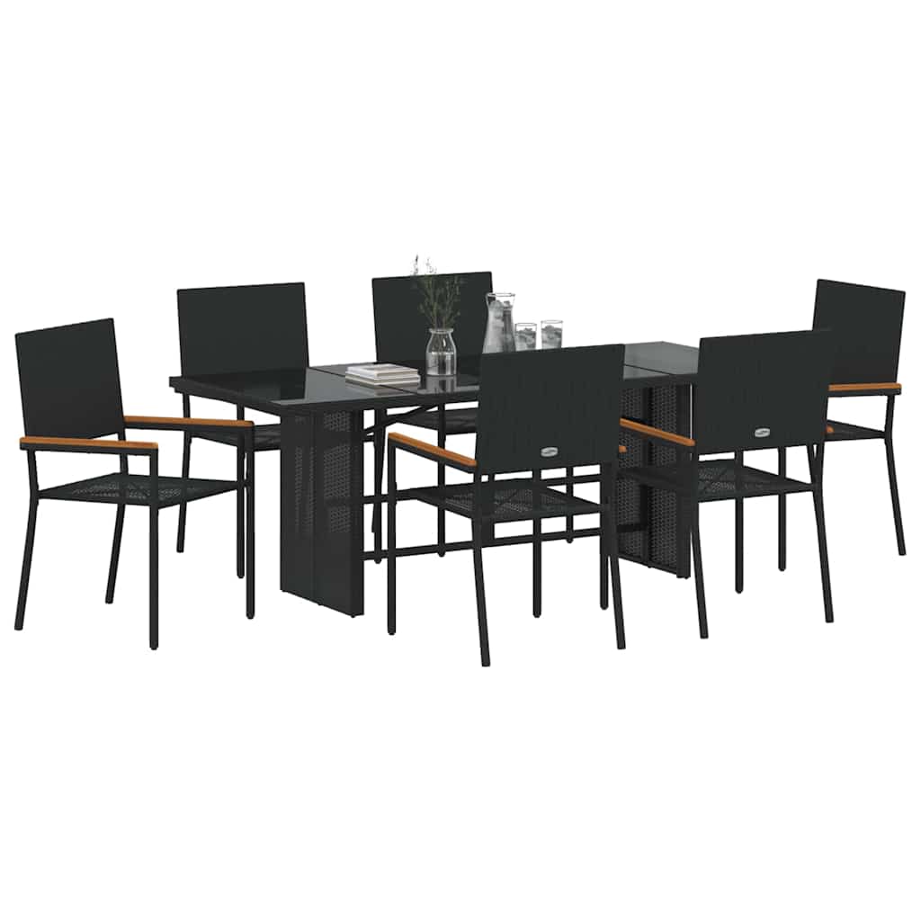 Garden Dining Set 7 pcs Black 190 x 80 x 75 cm Poly Rattan