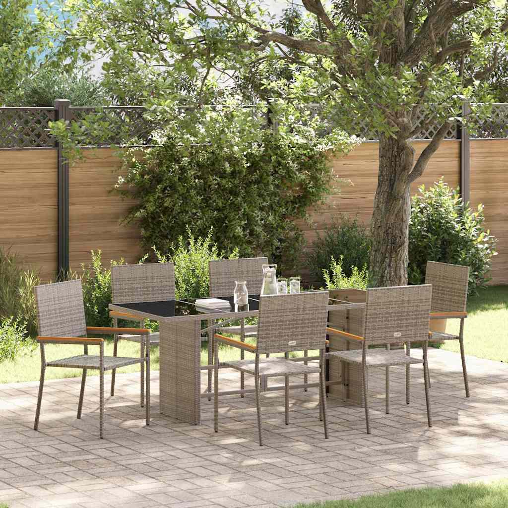 Garden Dining Set 7 pcs Grey 190 x 80 x 75 cm Poly Rattan