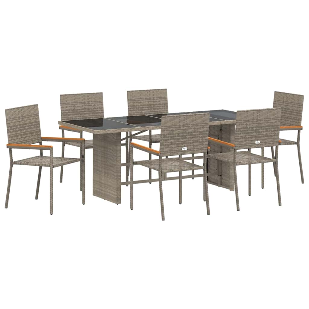 Garden Dining Set 7 pcs Grey 190 x 80 x 75 cm Poly Rattan