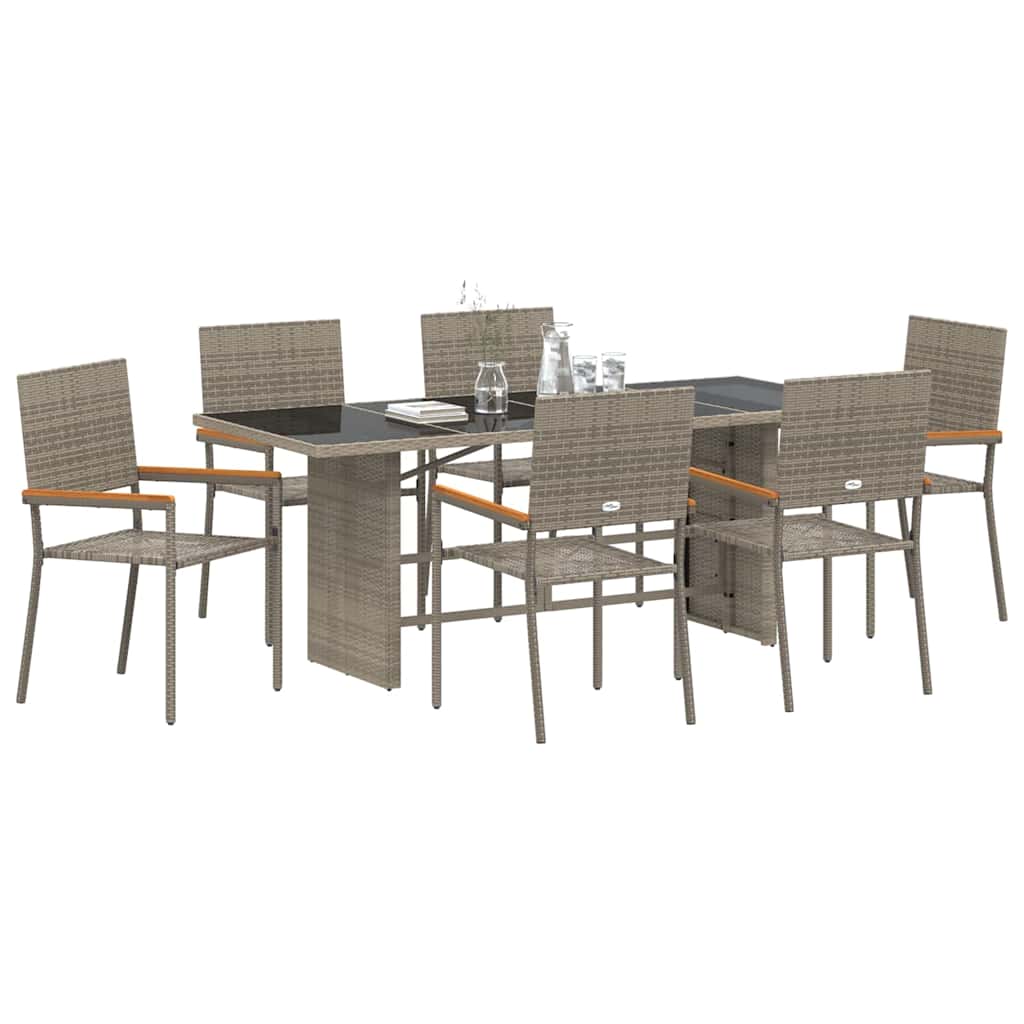Garden Dining Set 7 pcs Grey 190 x 80 x 75 cm Poly Rattan