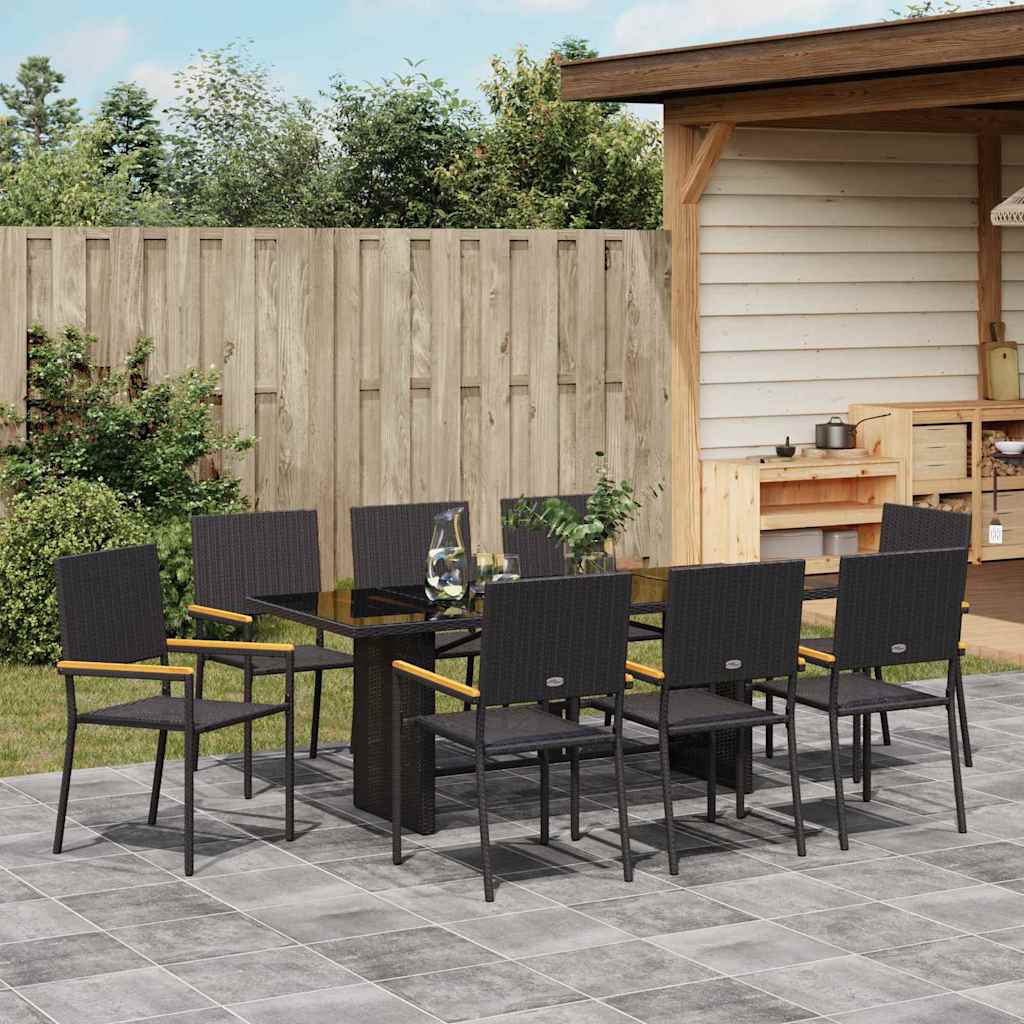 Garden Dining Set 9 pcs Black 190 x 80 x 75 cm Poly Rattan