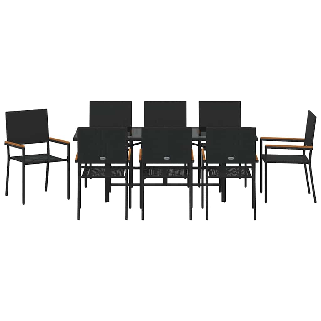 Garden Dining Set 9 pcs Black 190 x 80 x 75 cm Poly Rattan