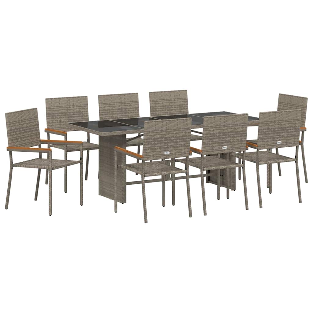 Garden Dining Set 9 pcs Grey 190 x 80 x 75 cm Poly Rattan